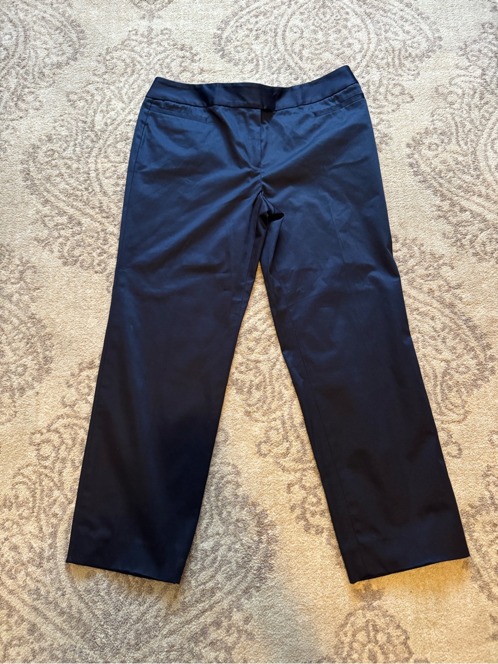 Lafayette 148 New York Women's Blue Solid Flat Front Dress Pants Size 10
